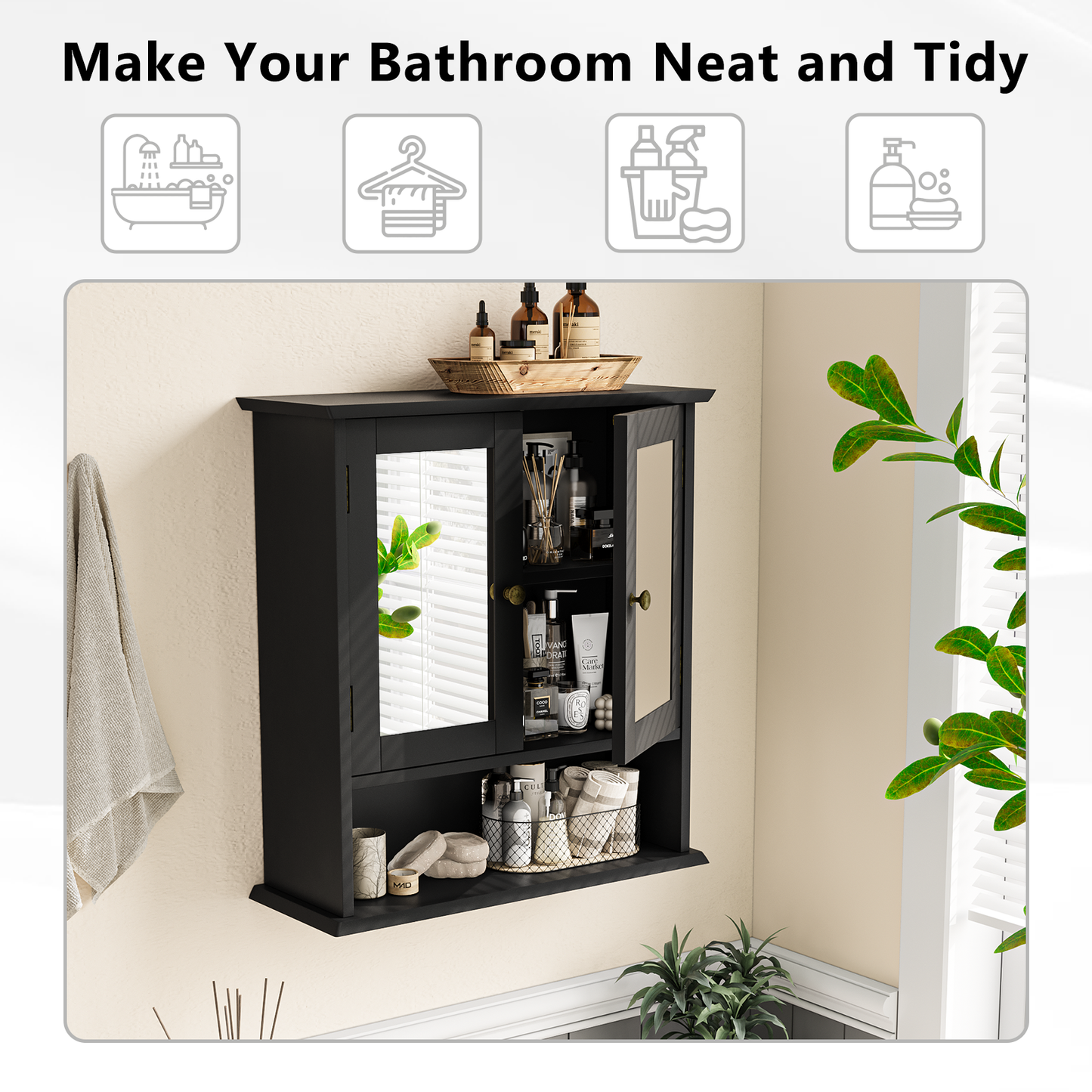 Smuxee Bathroom Cabinet over The Toilet Storage,Medicine Cabinet with Mirror Door