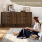 Semiocthome Dresser with 3 Fluted Drawers, Chest of Drawers for Bedroom, Walnut, Adult
