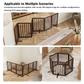 Smart FENDEE Bamboo Dog Gate Freestanding 6 Panel Pet Gate for Doorways, 4 Support Feet, Espresso