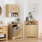 Semiocthome Wall Mounted Bathroom Cabinet Medicine Cabinet with Adjustable Shelves, Fluted Doors,Oak