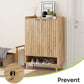 Smart FENDEE 6-Tier Shoe Storage Cabinet with 2 Fluted Doors, Entryway Shoe Storage, Natural