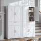 Semiocthome 67.5" Tall Kitchen Pantry Cabinet, Farmhouse Storage Cabinet with Barn Doors and Drawer, Buffet Hutch Cupboard with Adjustable Shelves for Dining Room, White