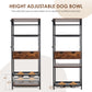 Smart FENDEE Dog Feeder Station with 3 Adjustable Raised Dog Bowls and Shelves for Living Room,Brown