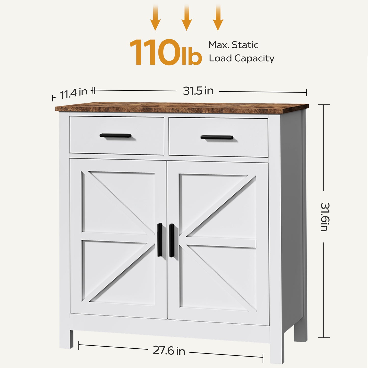 Algherohein Kitchen Sideboards and Buffet Cabinet with Storage,Storage Cabinets with 2 Drawer