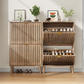 Semiocthome 23.6" Shoe Cabinet, Shoe Storage Cabinet with 2 Flip Drawers, Ventilated Grille Design,Tall Legs, Entryway, Natural