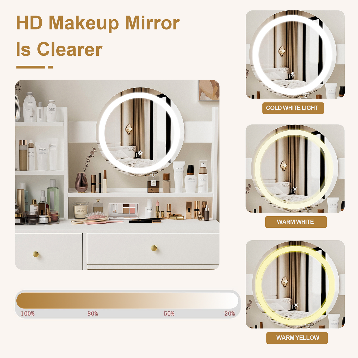 Smuxee Modern Vanity Set with Mirror and Cushioned Vanity Chair,Makeup Vanity for Bedroom,White