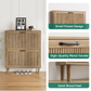 Semiocthome 31.5" Shoe Cabinet with 2 Flip Drawers, Small Fluted Doors, Shoe Storage Cabinet for Entryway,Natural
