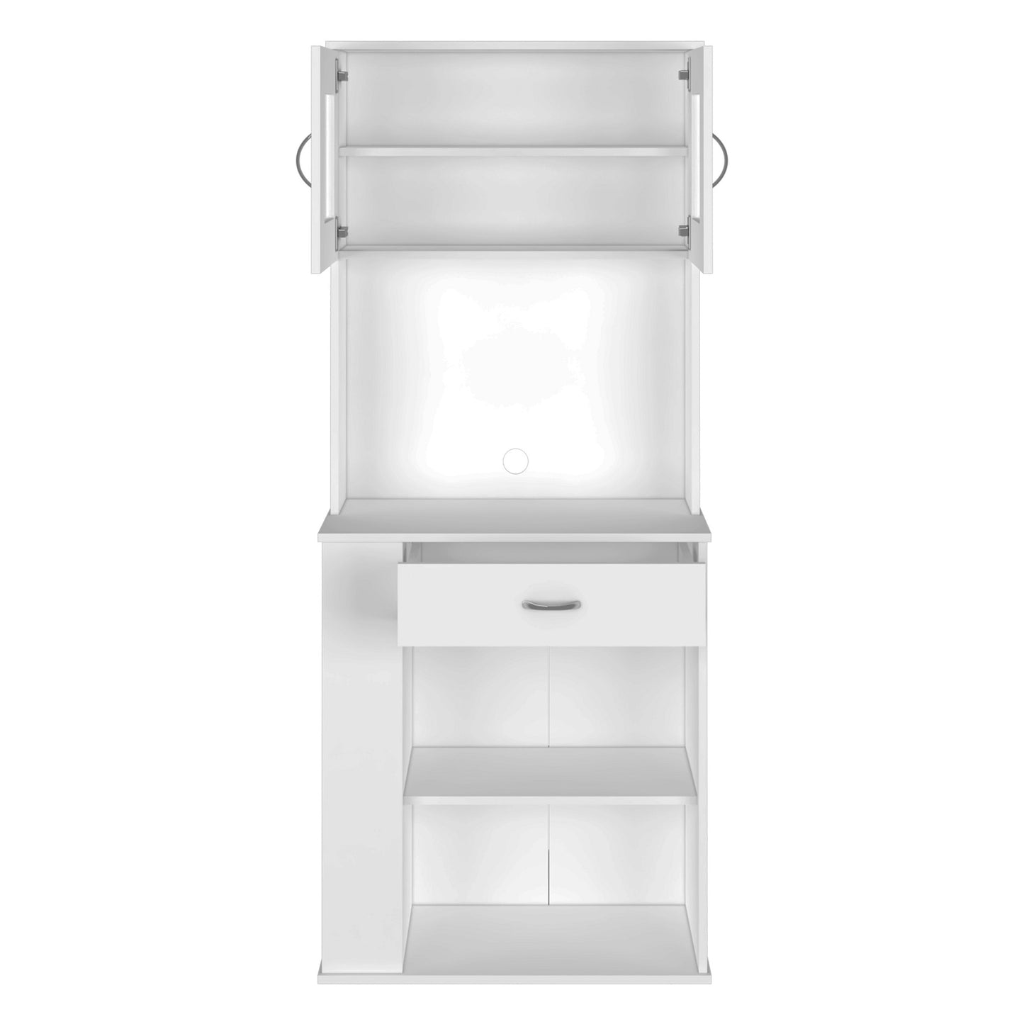 Algherohein Modern Pantry Storage Cabinet with Shelves,Doors and Drawer,Kitchen Cabinets,White