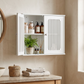 Smuxee Bathroom Wall Cabinet with Doors & Open Shelf, Wood Medicine Wall Mounted Bathroom Storage Organizer