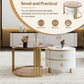 Semiocthome Modern Nesting Coffee Table with 2 Drawer and Tempered Glass Tabletop,Living Room