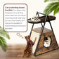 Algherohein Wood Side Table Cat House Box with Cat Scratcher,Home Storage Pet Condo Furniture,Brown