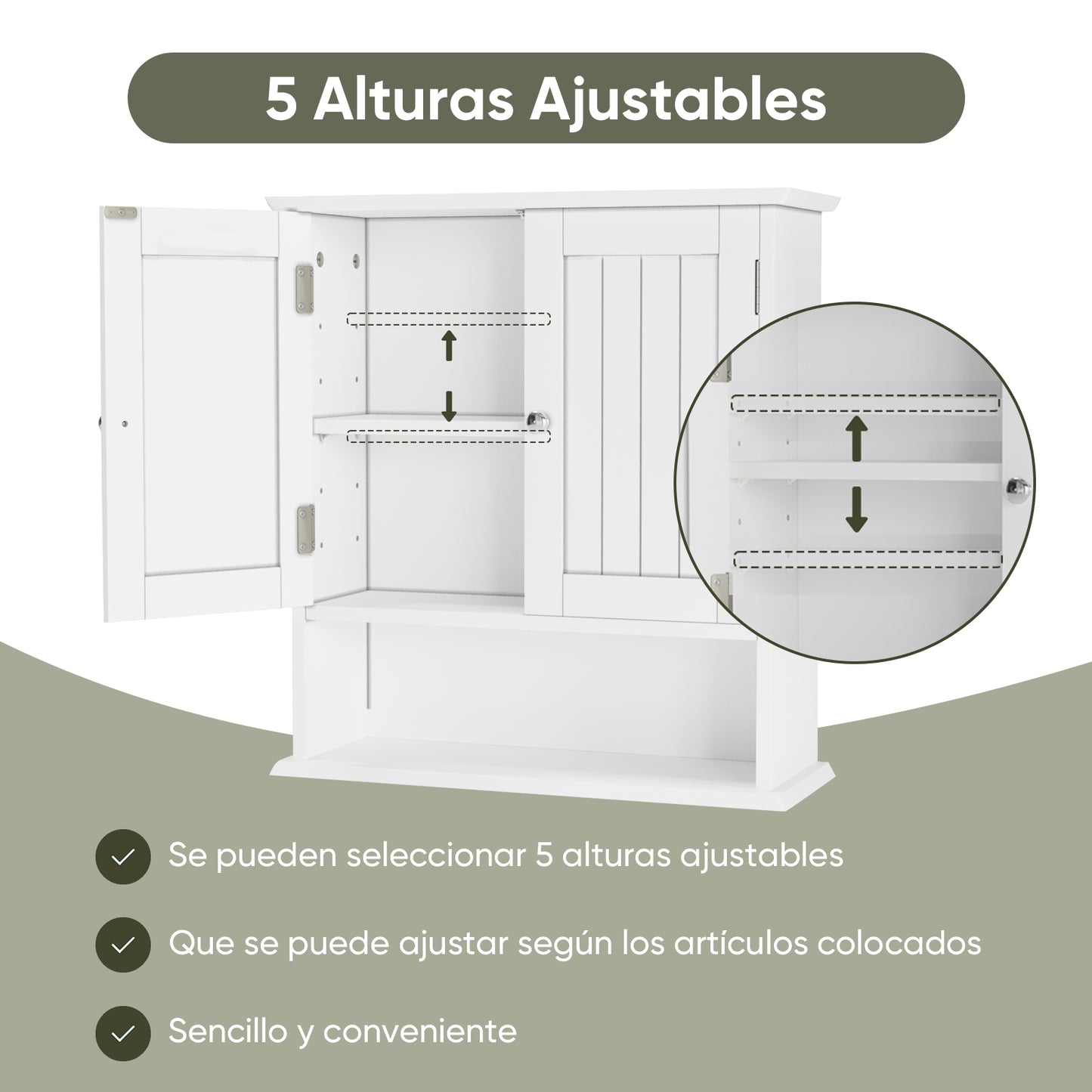 Smuxee Bathroom Wall Storage Cabinets with Door and Open Shelves,over The Toilet Storage,White Small