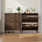 Semiocthome 31.5" Shoe Cabinet, Shoe Storage Cabinet with 2 Flip Drawers, Ventilated Grille Design,Tall Legs, Entryway, Walnut