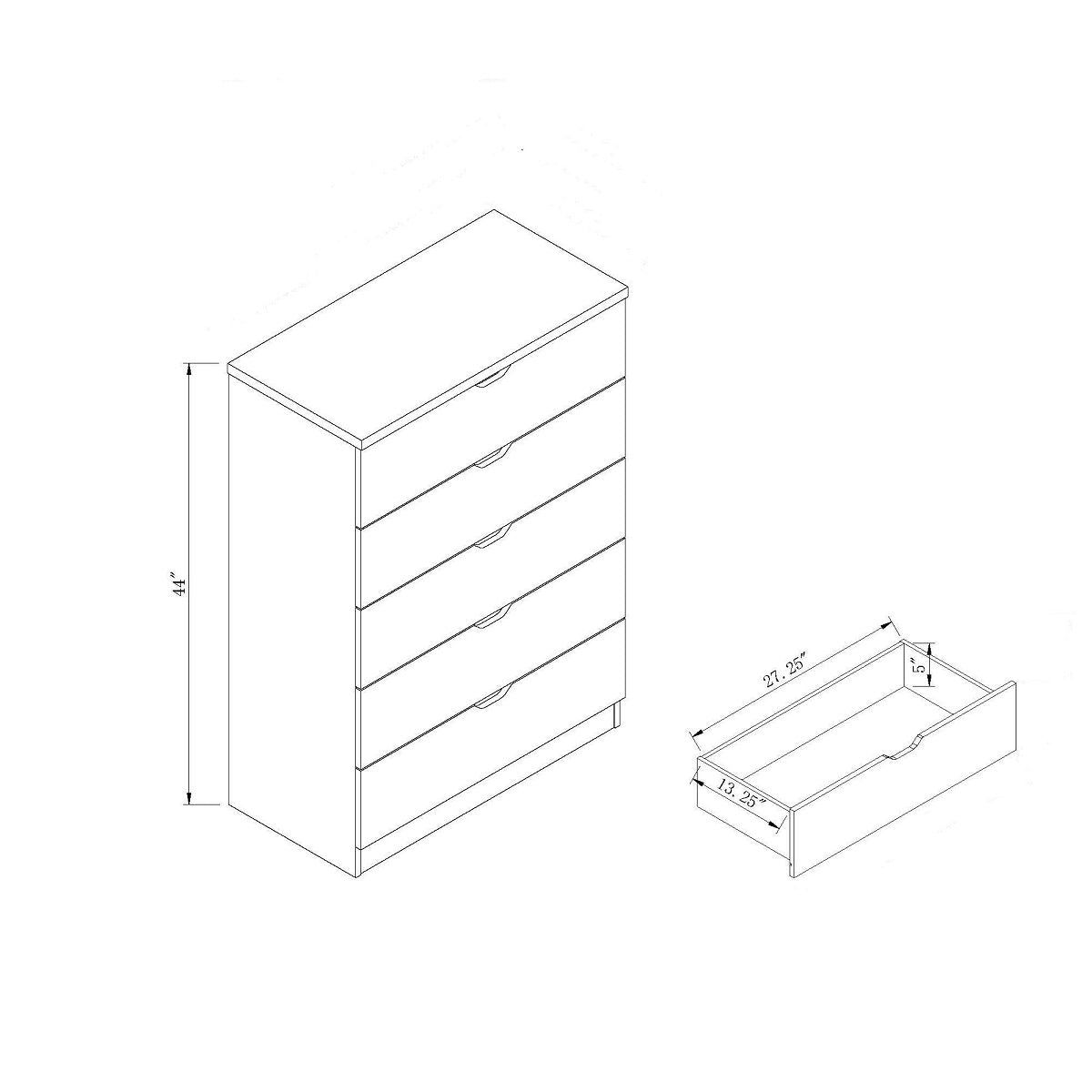 Smuxee Modern 5 Drawer Dressers for Bedroom, Wood Storage Chest of Drawers
