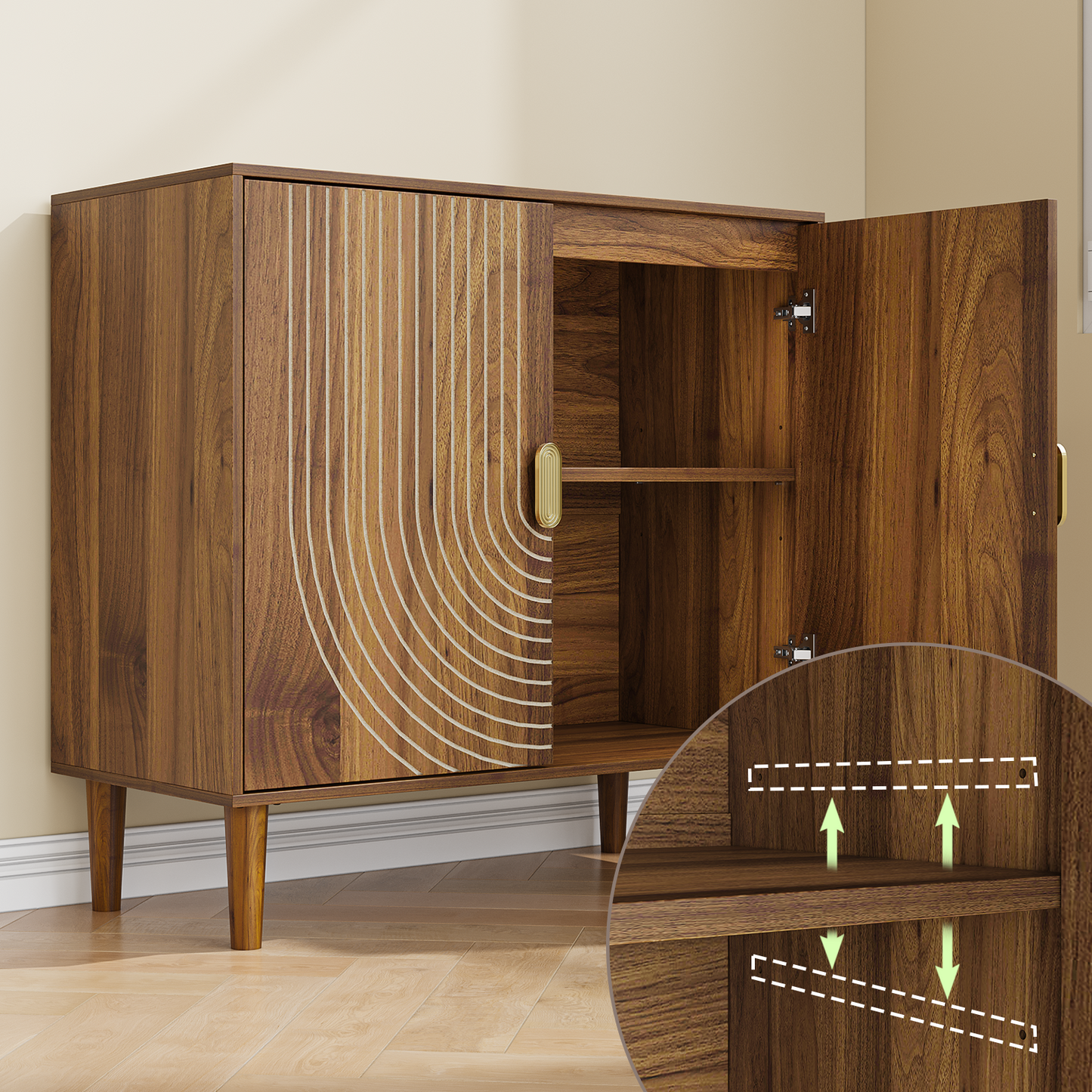 Algherohein Sideboards and Buffets Kitchen Cabinets,Modern Buffet Cabinet with Storage Shelf