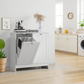 Semiocthome Laundry Hamper Cabinet with 2 Removable Baskets, Freestanding Bathroom Cabinet, White