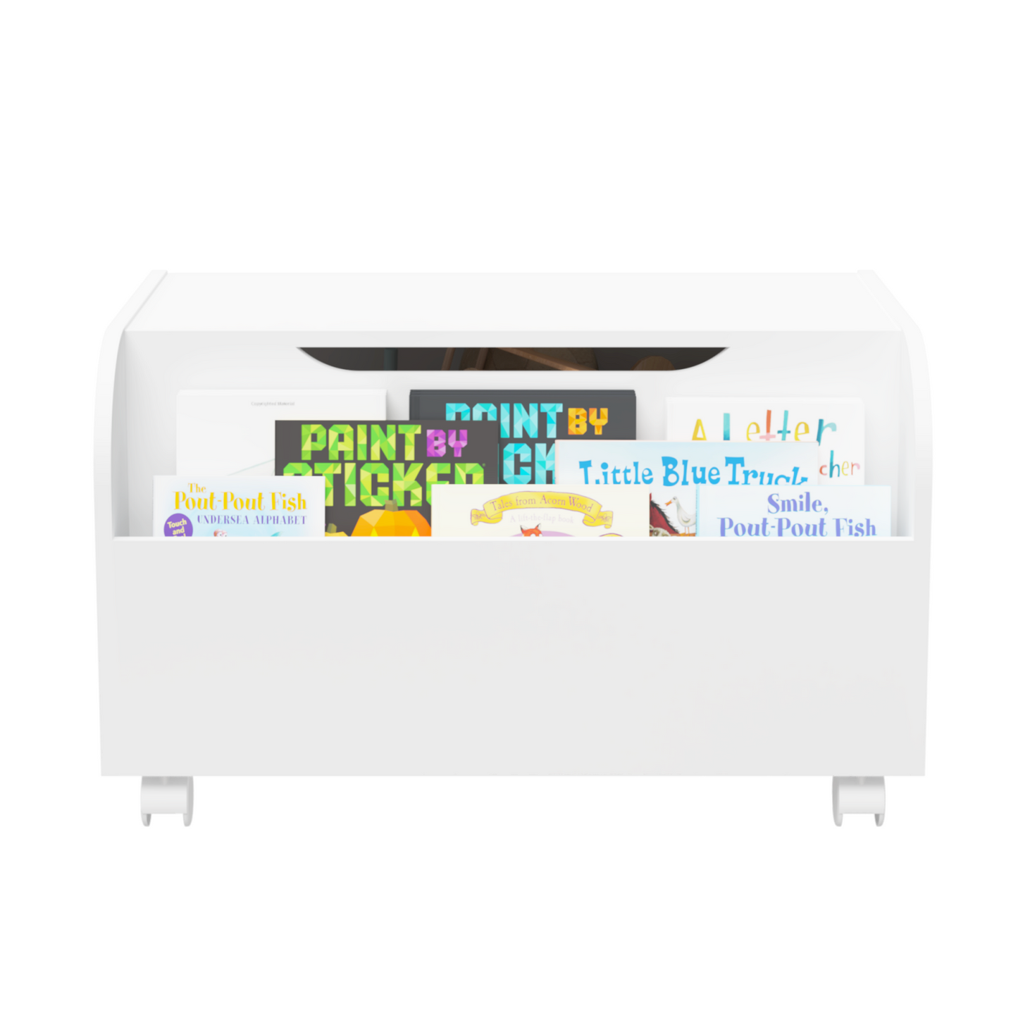 Smuxee Kids Toy Storage Organizer with Child Bookshelf,Toy Box Bench for Girls and Boys,White