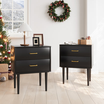 Semiocthome Nightstand Set of 2 with 2 Drawers,Bedside Table for Bedroom ,Adult ,Black