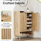 Smart FENDEE 6-Tier Shoe Storage Cabinet with 2 Fluted Doors, Entryway Shoe Storage, Natural
