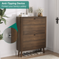 Semiocthome 31.5" Shoe Cabinet with 2 Flip Drawers, Curved Edge and Grille Stripe, Entryway, Walnut