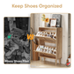 Algherohein Shoe Organizer with 2 Flip Drawers & Adjustable Shelves, Freestanding Wood Slim Shoe Storage Cabinet for Enterway & Hallway