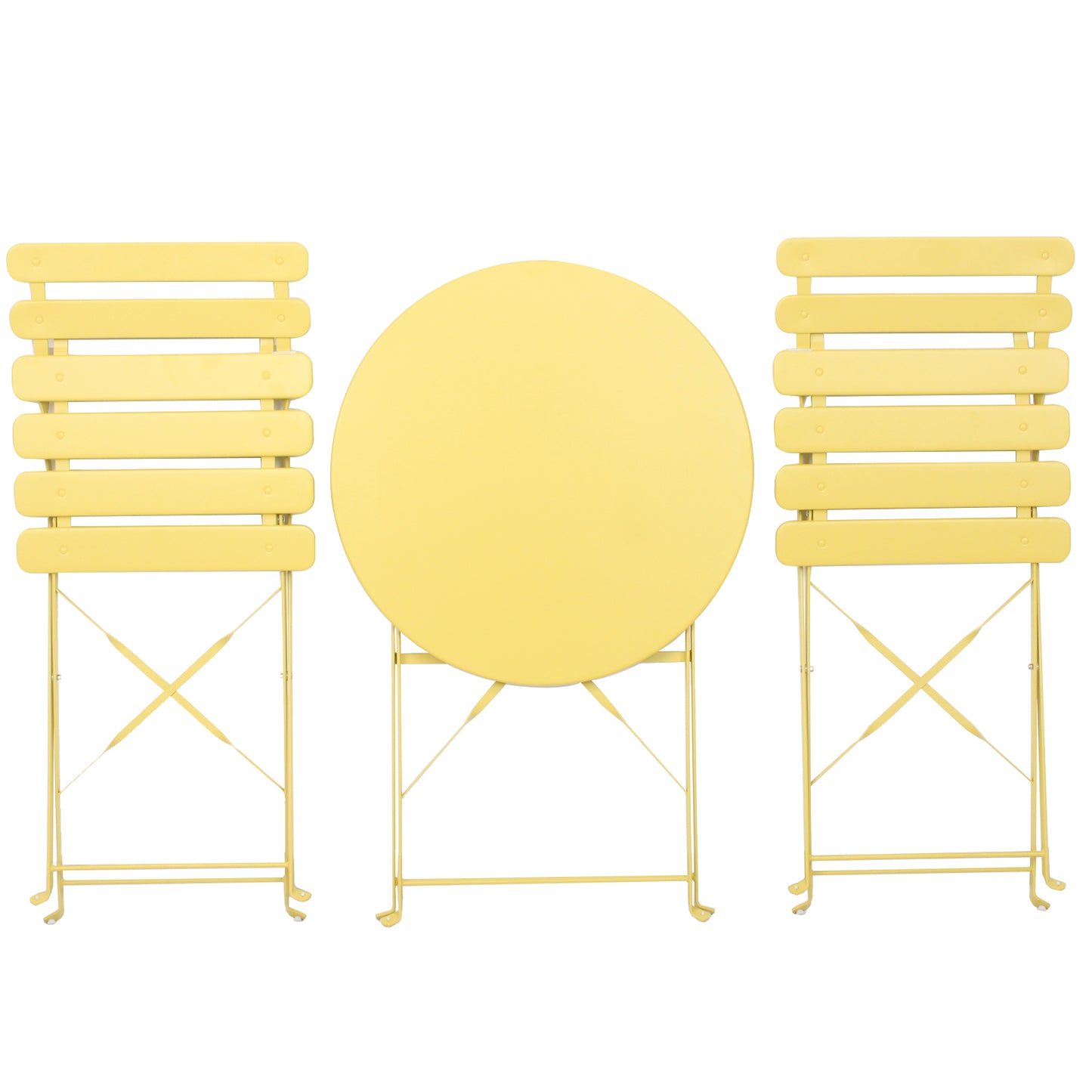 Algherohein Patio Metal Foldable 2-Seat Chairs and Table Set,Outdoor Garden Furniture Sets,Black