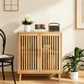 Algherohein Modern Sideboard Buffet with Slatted Barn Doors, Wood Accent Storage Consol, TV Stand, Coffee Bar for Dining Room