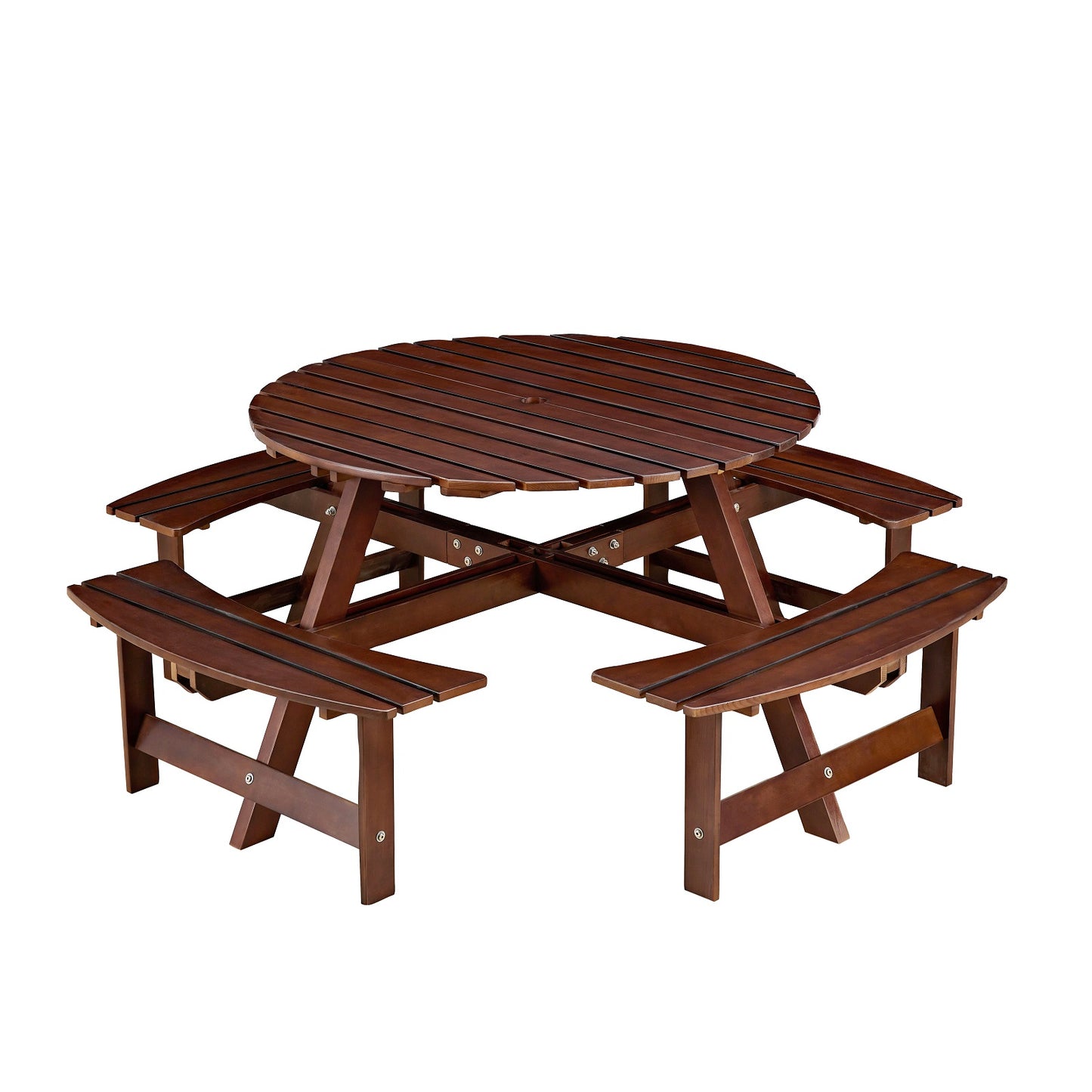 Algherohein Outdoor Picnic Table,Outside Table with Benches and Umbrella Hole
