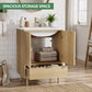 Smart FENDEE 22.83" Bathroom Vanity with Resin Sink, Storage Cabinet with Barn Door & Drawer, White