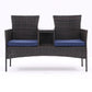 Algherohein Wood Outdoor Couch Seating 2-seat Set,20.5in W Patio Sofa with Coffee Table