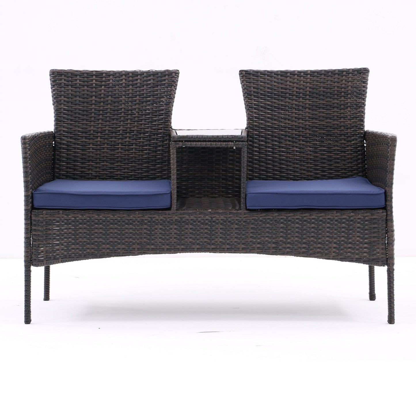 Algherohein Wood Outdoor Couch Seating 2-seat Set,20.5in W Patio Sofa with Coffee Table