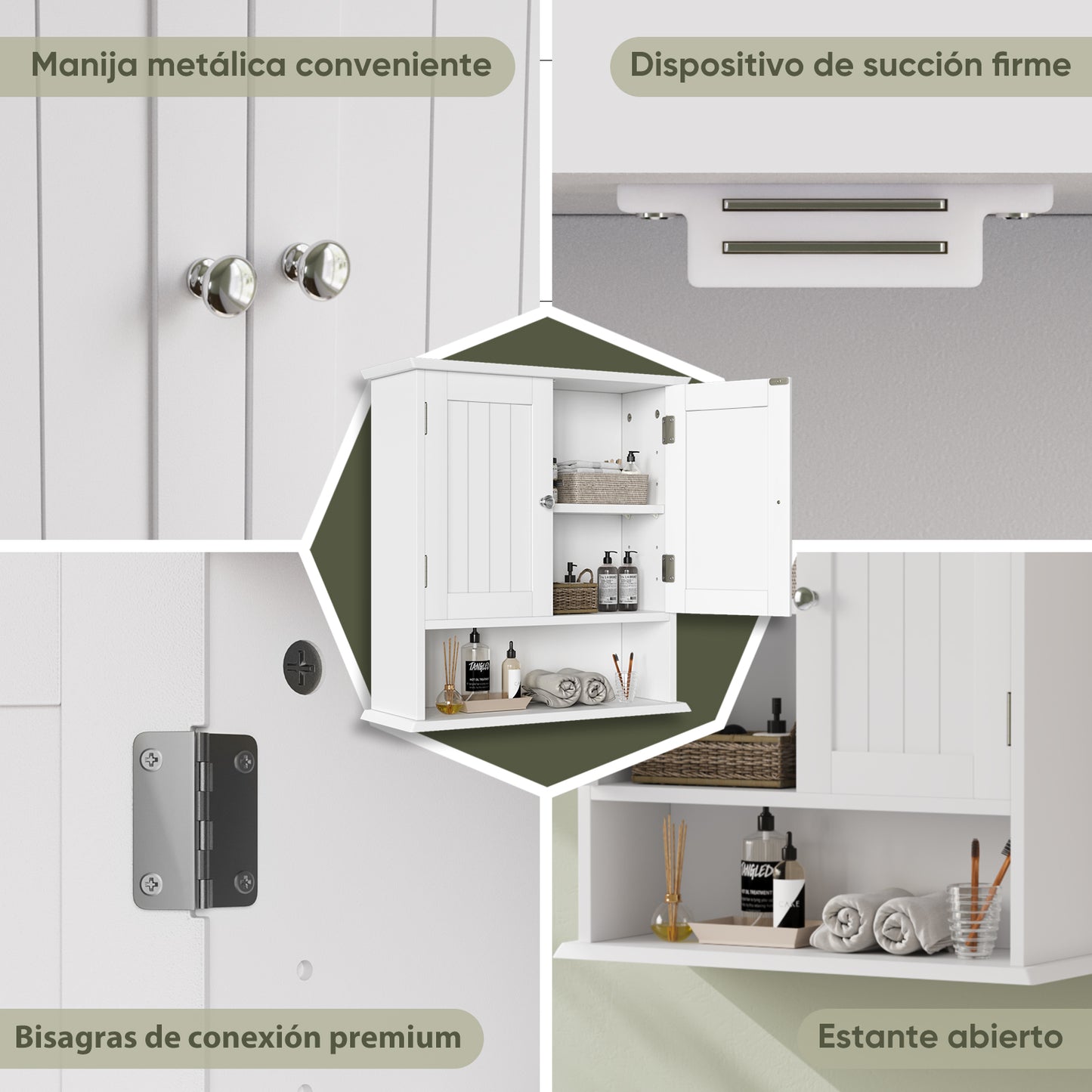 Smuxee Bathroom Wall Storage Cabinets with Door and Open Shelves,over The Toilet Storage,White Small