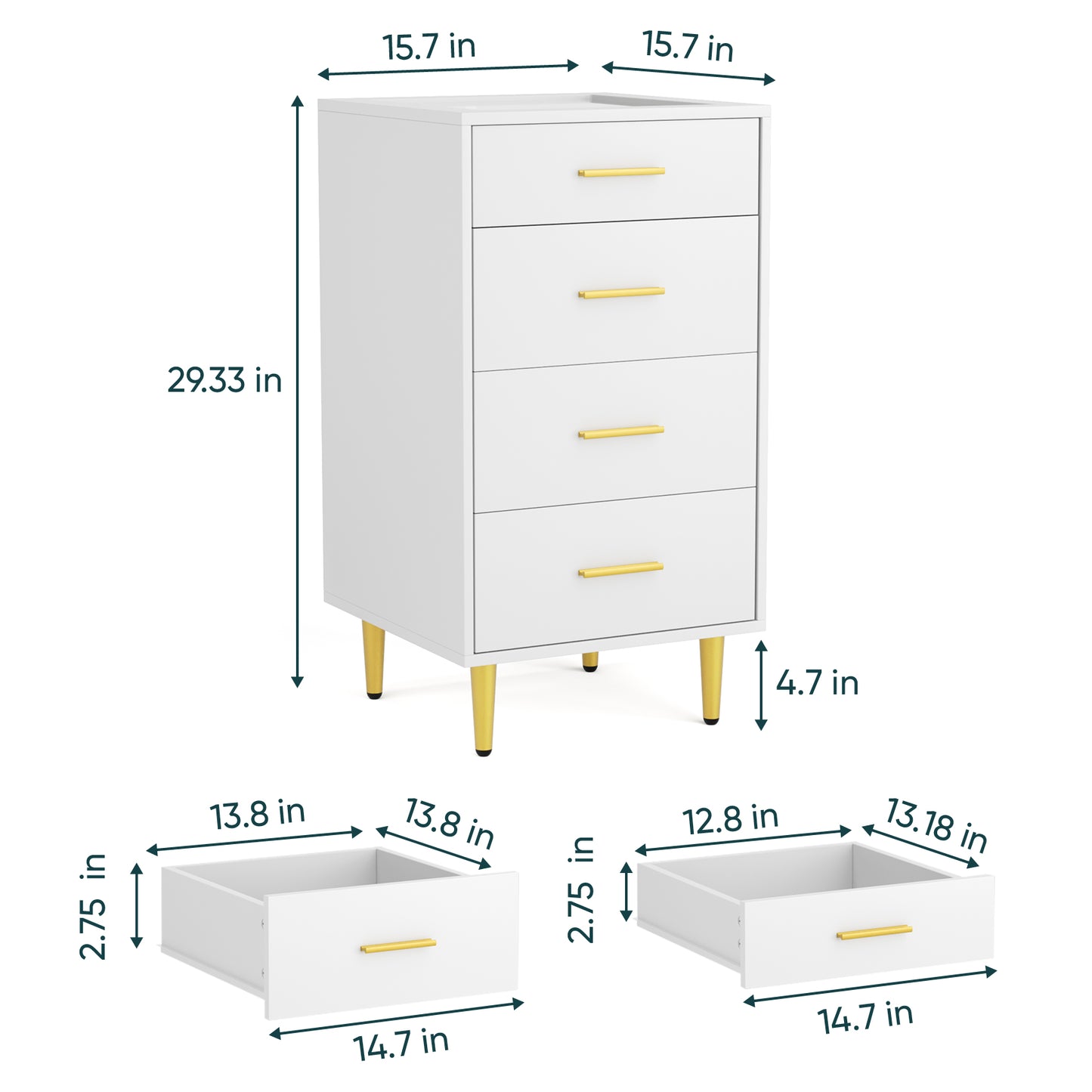 Smuxee Dressers Chest of Drawers for Bedroom with 4 Drawer,Tall Wood Storage Dresser,Adult