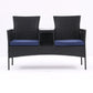 Algherohein Wood Outdoor Couch Seating 2-seat Set,20.5in W Patio Sofa with Coffee Table
