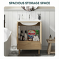 Semiocthome 24" Bathroom Vanity with Ceramic Sink, Storage Cabinet with Drawers and 2 Fluted Doors, Natural