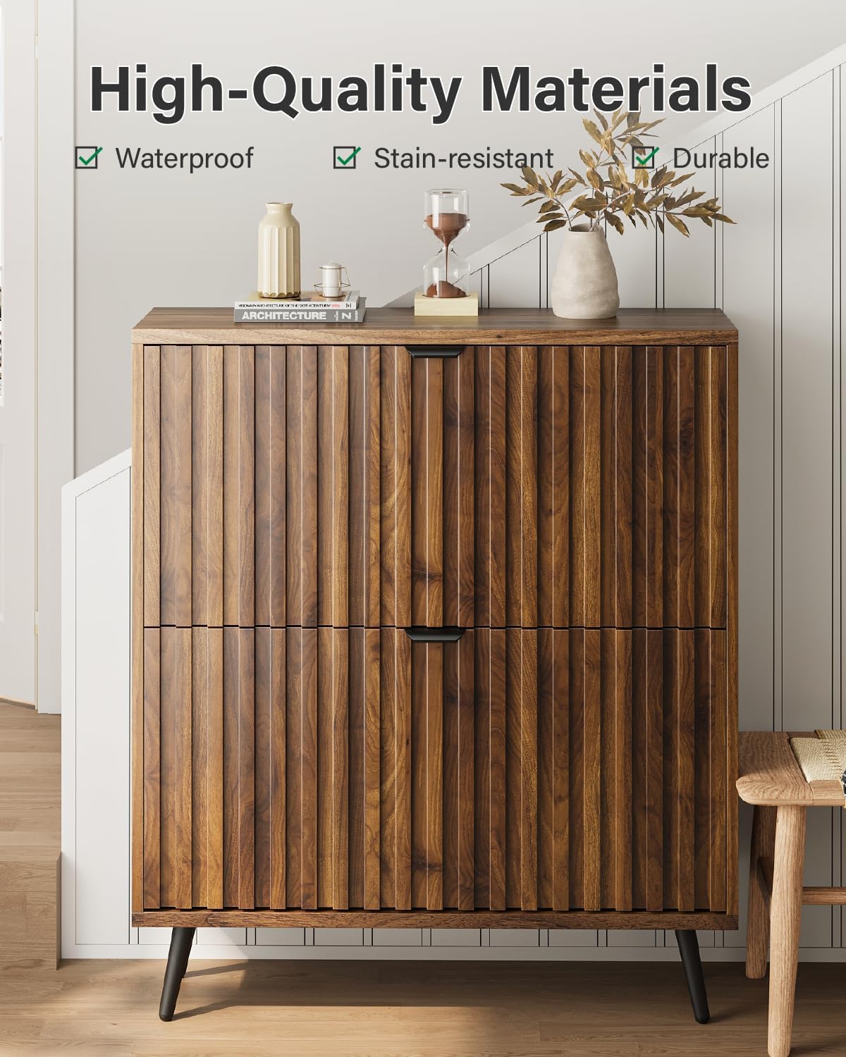 Smart FENDEE Shoe Cabinet with 2 Flip Drawers Freestanding Shoe Storage Cabinet for Entryway