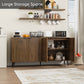 Smart FENDEE Sideboard Buffet Cabinet with Adjustable Shelf and 4 Doors,Living Room,Kitchen,Walnut