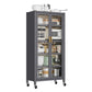 Algherohein Metal Pantry Storage Cabinets with Doors and Shelves,Wheels Kitchen Storage