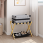 Algherohein Bamboo Folding Luggage Rack Suitcase Stand with Shelf