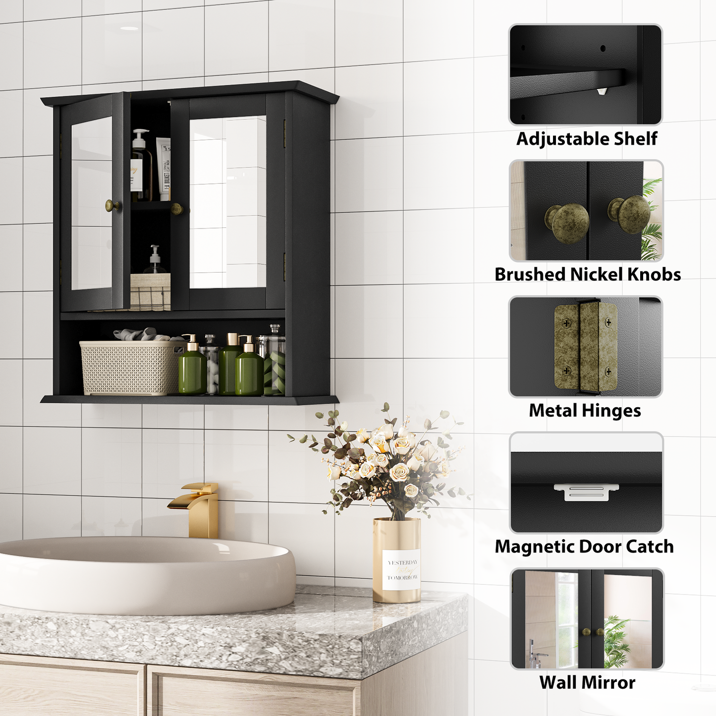 Smuxee Bathroom Cabinet over The Toilet Storage,Medicine Cabinet with Mirror Door