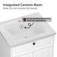 24" Bathroom Vanity with Ceramic Sink, Freestanding Bathroom Storage Cabinet with Barn Door and Flip-Down Drawer, White