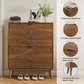 Semiocthome Shoe Cabinet with 2 Flip Drawers, Wood Shoe Organizer for Entryway, Walnut
