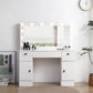 Semiocthome Modern Makeup Vanity Table with 3 Color LED Mirror,3 Drawers,2 Storage Cabinet,White