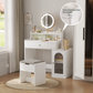Smuxee White Vanity Set with Mirror and Lights,Makeup Vanity with Drawer and Glass Cabinet