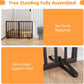 Smart FENDEE Bamboo Dog Gates for Doorways Freestanding Pet Gate, 2 Support Feet, 24"H, Brown