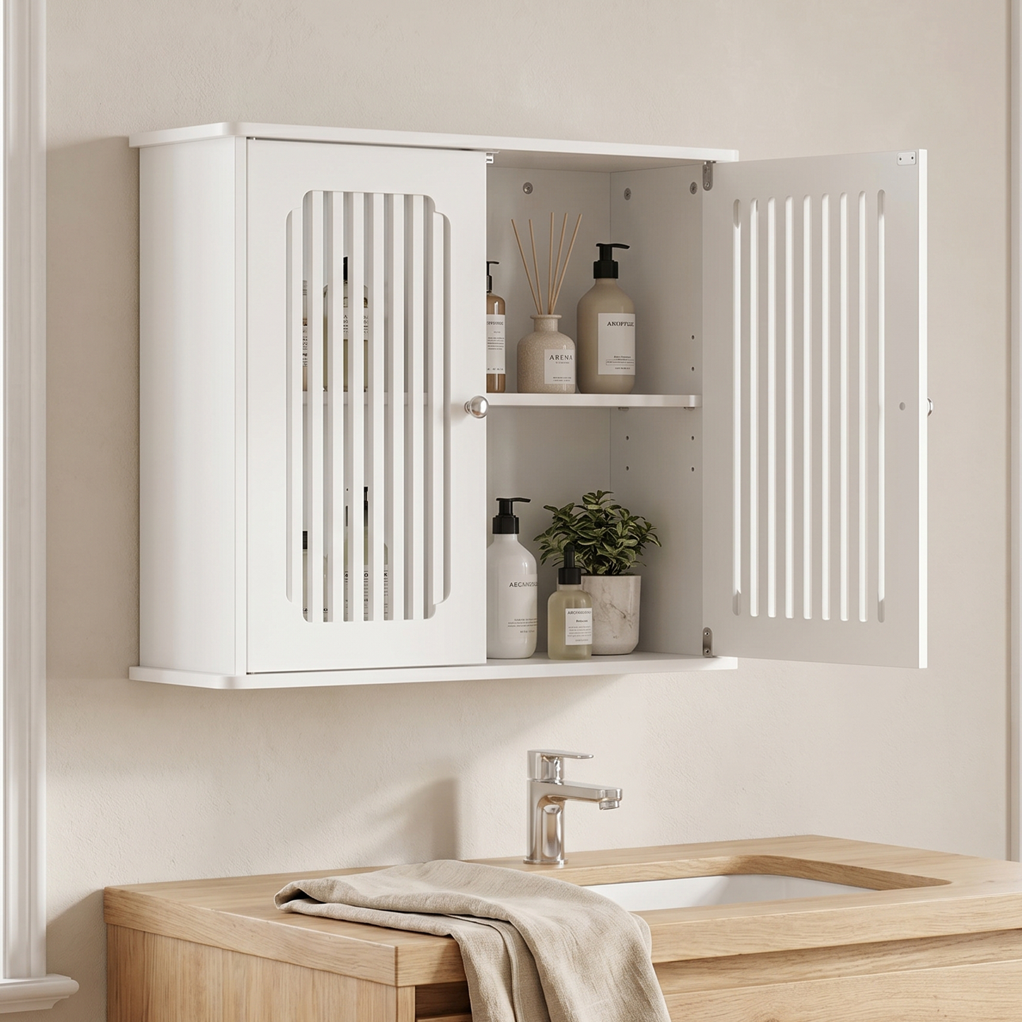 Semiocthome Bathroom Cabinet, Medicine Cabinet with Adjustable Shelf, White