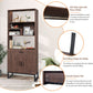 Semiocthome 75.9" Wooden Bookcase with Storage Doors and drawer Display Rack for Living Room,Brown