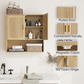Semiocthome Wall Mounted Bathroom Cabinet Medicine Cabinet with Adjustable Shelves, Fluted Doors,Oak