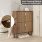 Semiocthome 31.5" Shoe Storage Cabinet with 2 Flip Drawers and Line Groove Design, Entryway, Walnut
