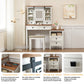Semiocthome Farmhouse Makeup Vanity Desk with Cushioned Stool and Charging Station for Bedroom,White